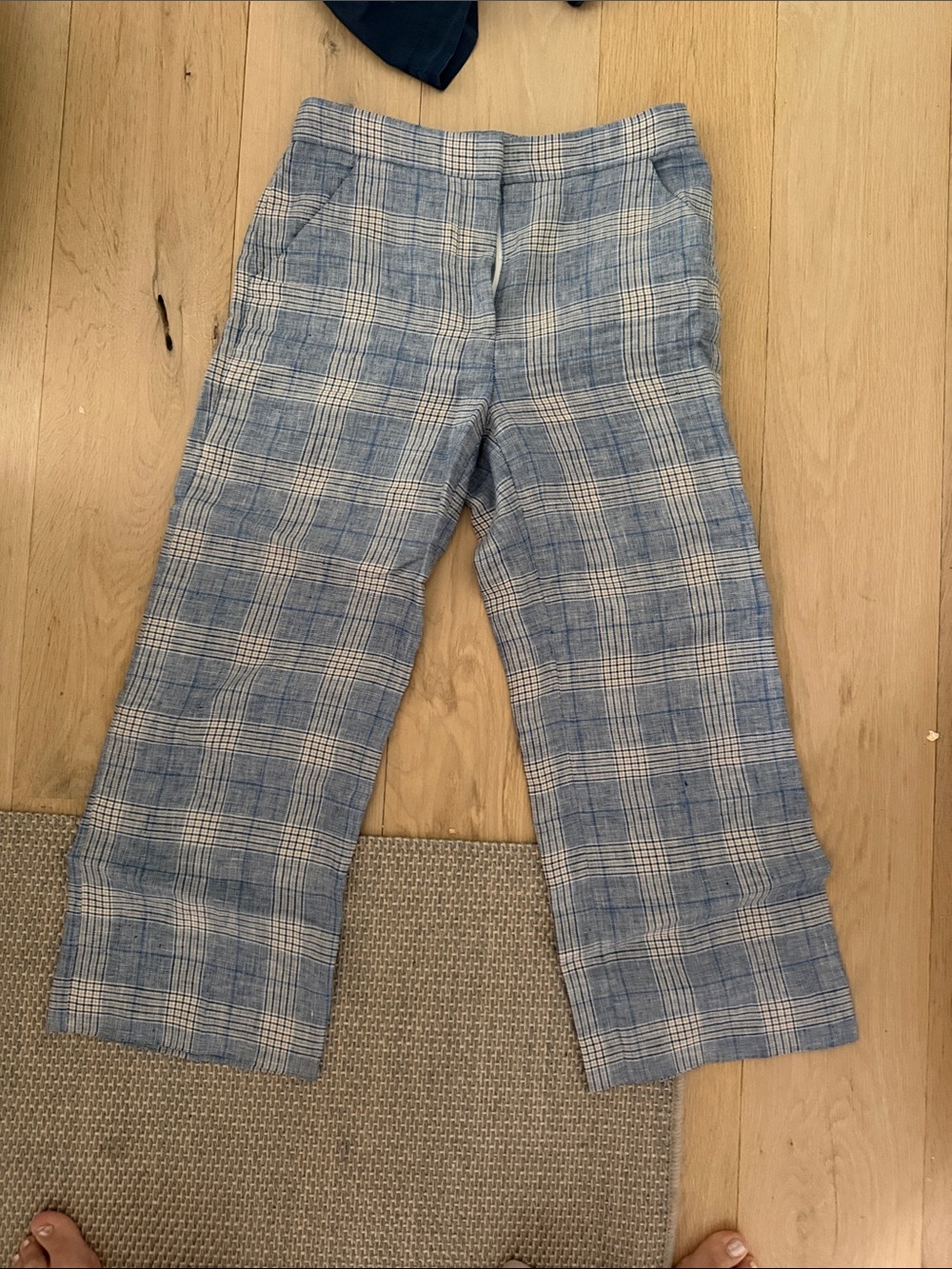 Blue Plaid womens Casual Trousers